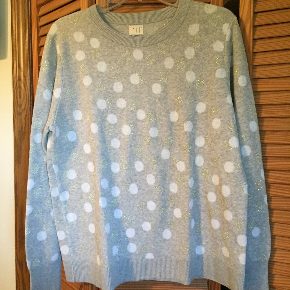 Gray white and metallic sweater